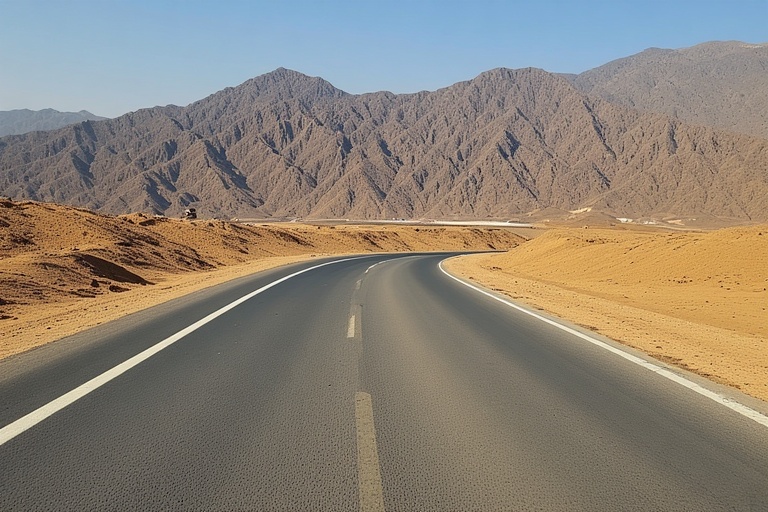Scenic UAE sightseeing tour route through desert and mountains